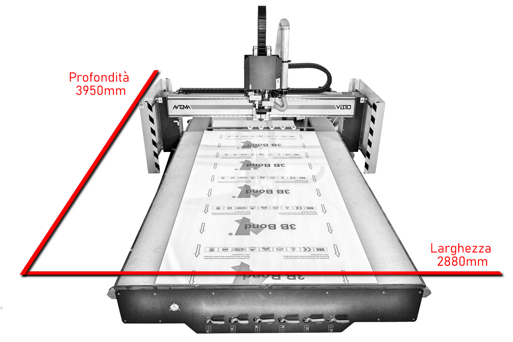 Dimensioni pantografo per lavorazione grandi pannelli multimateriale