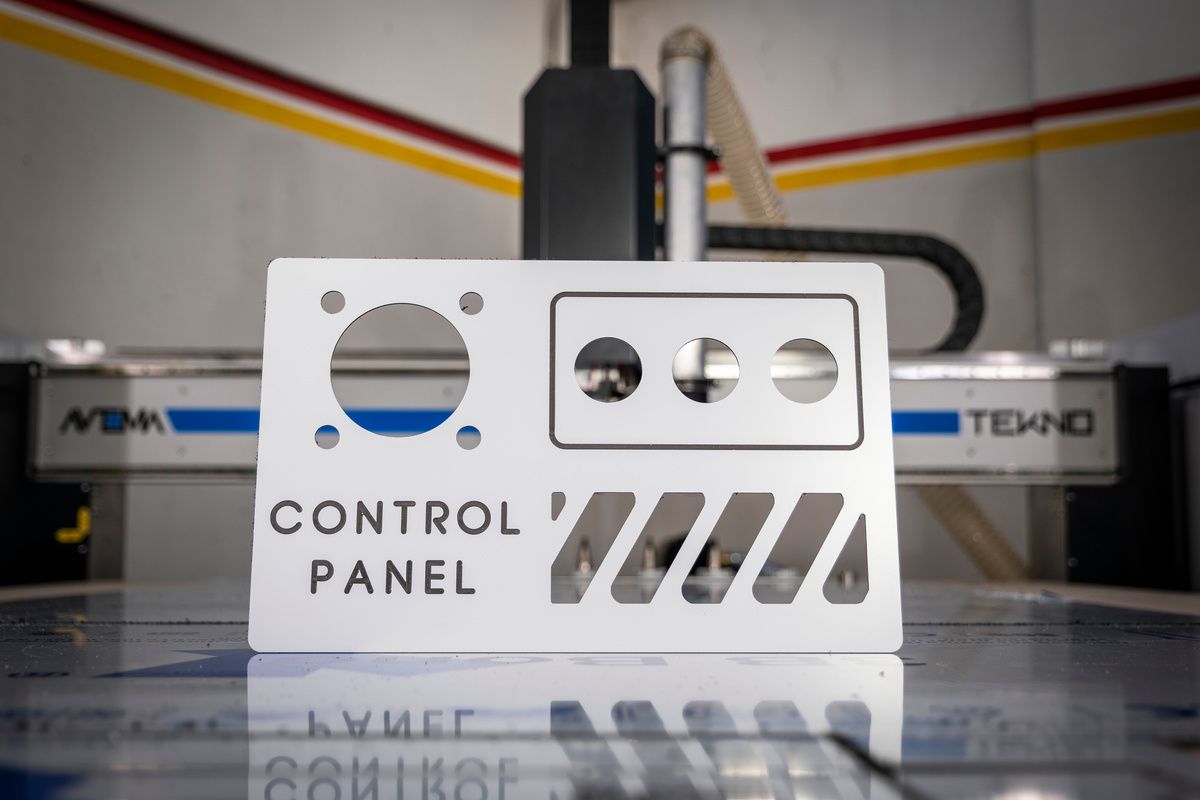 A machined aluminium-composite control panel