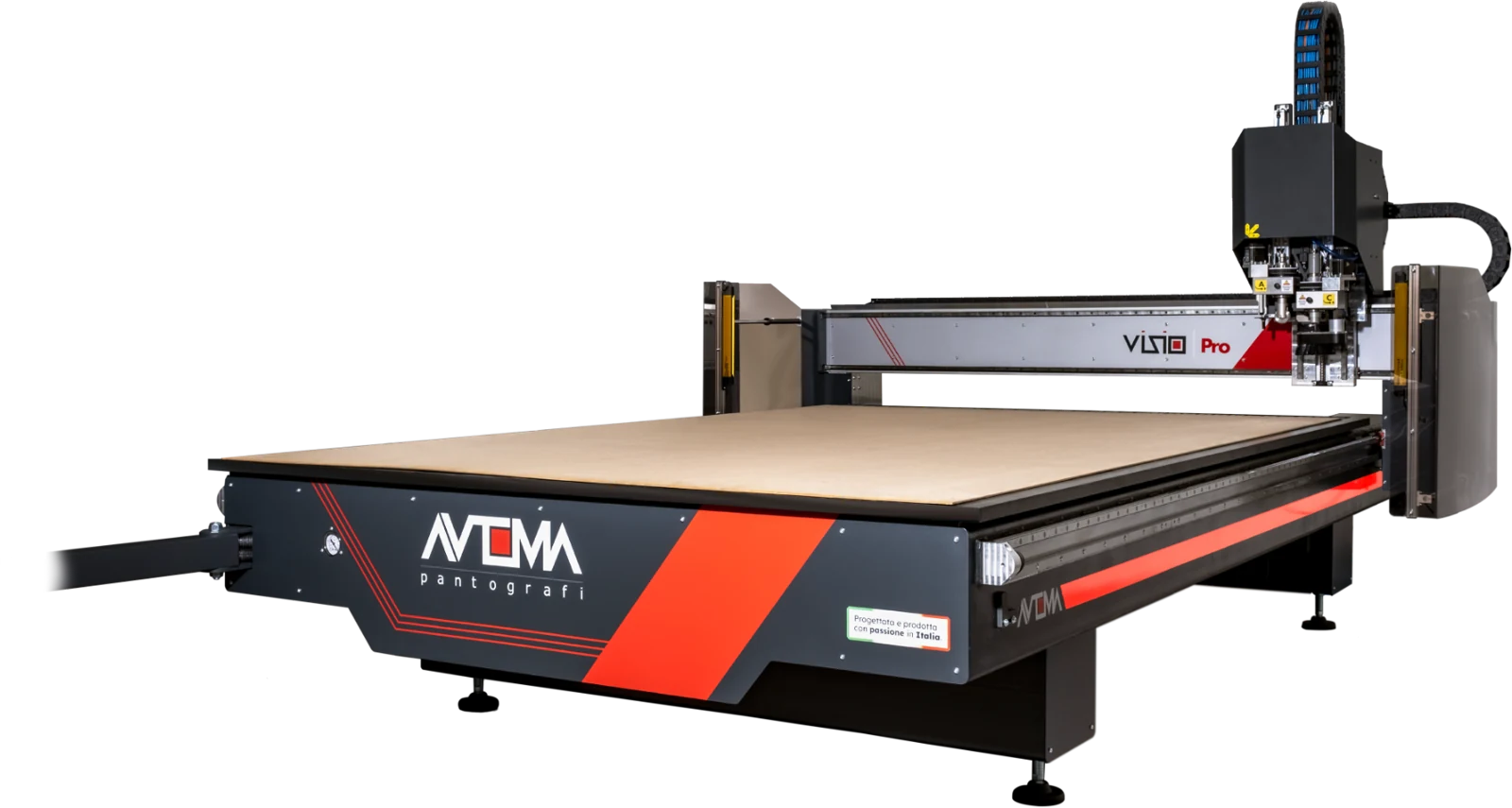 AUTOMA VISIO CNC router: full view of the bed and gantry