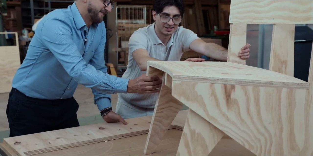 A wooden chair routed on TEKNO